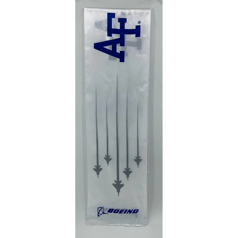 Boeing AF Air Force Scarf Table Runner Jets Formation White Satiny Polyester